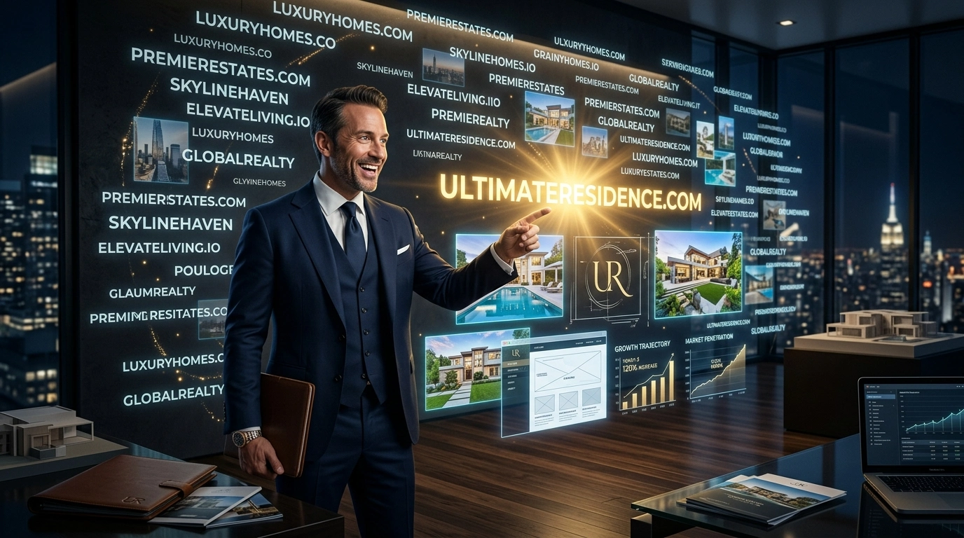 Real estate business owner creating branding and domain name ideas