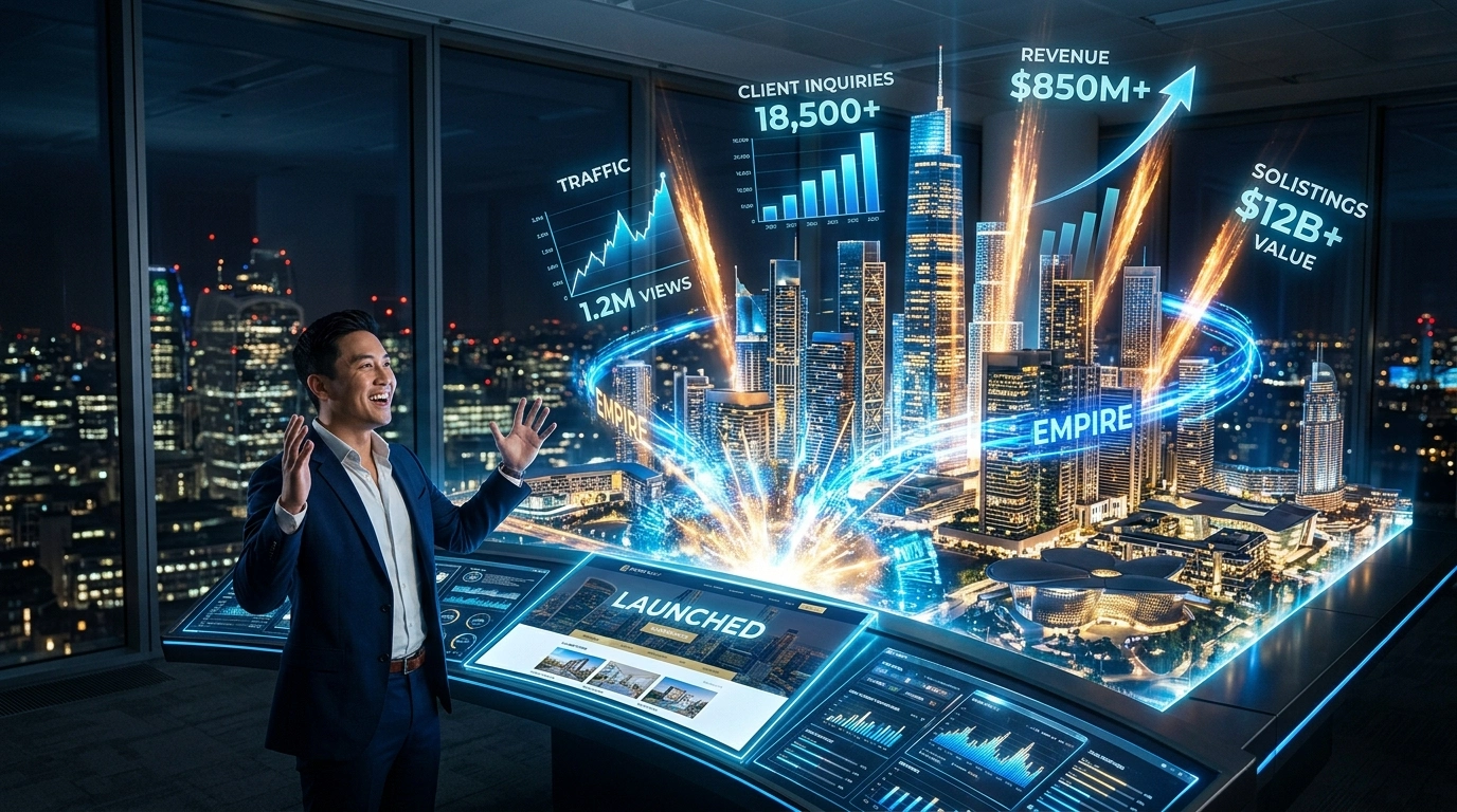 Successful real estate company launching with a strong online brand and domain